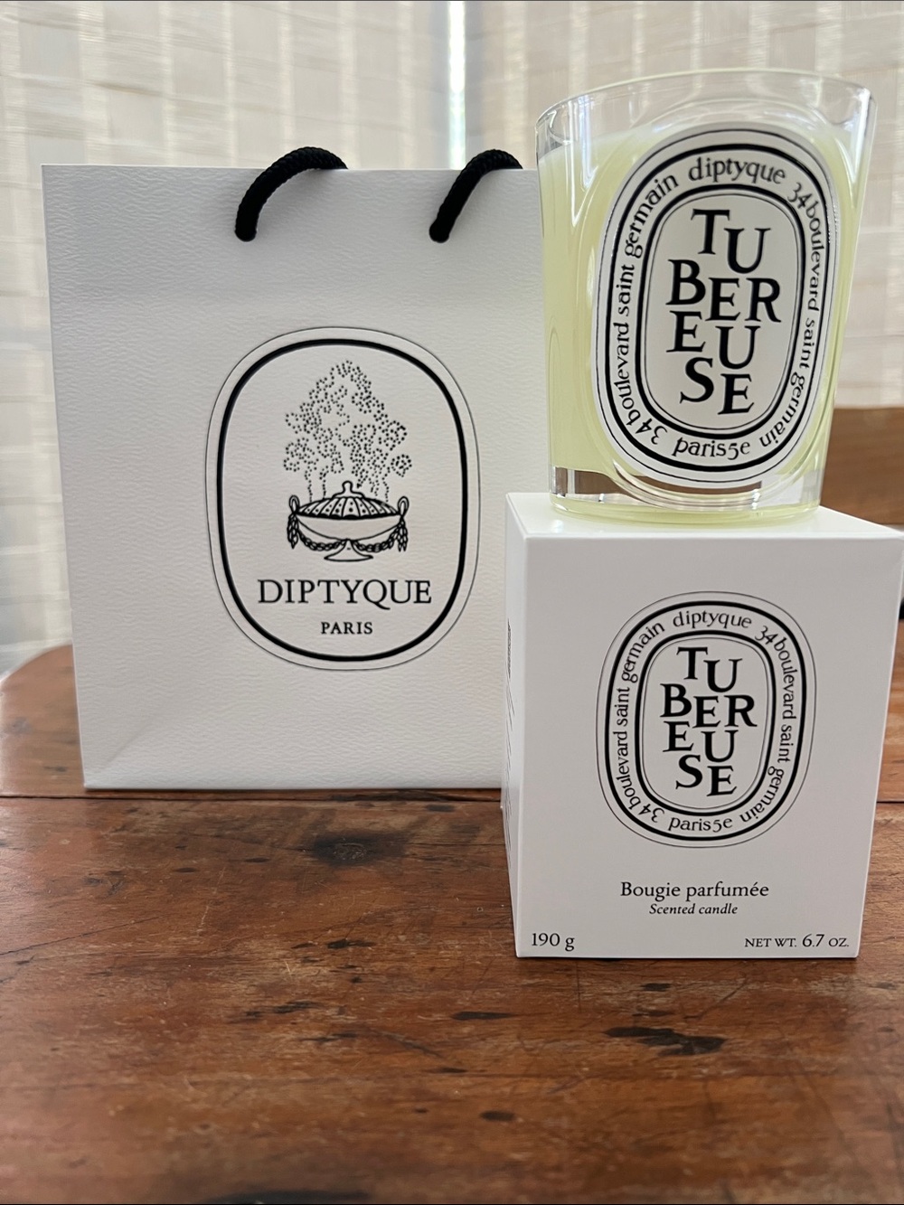 Diptyque Tubereuse Scented Candle - White.  6.7 ounces
